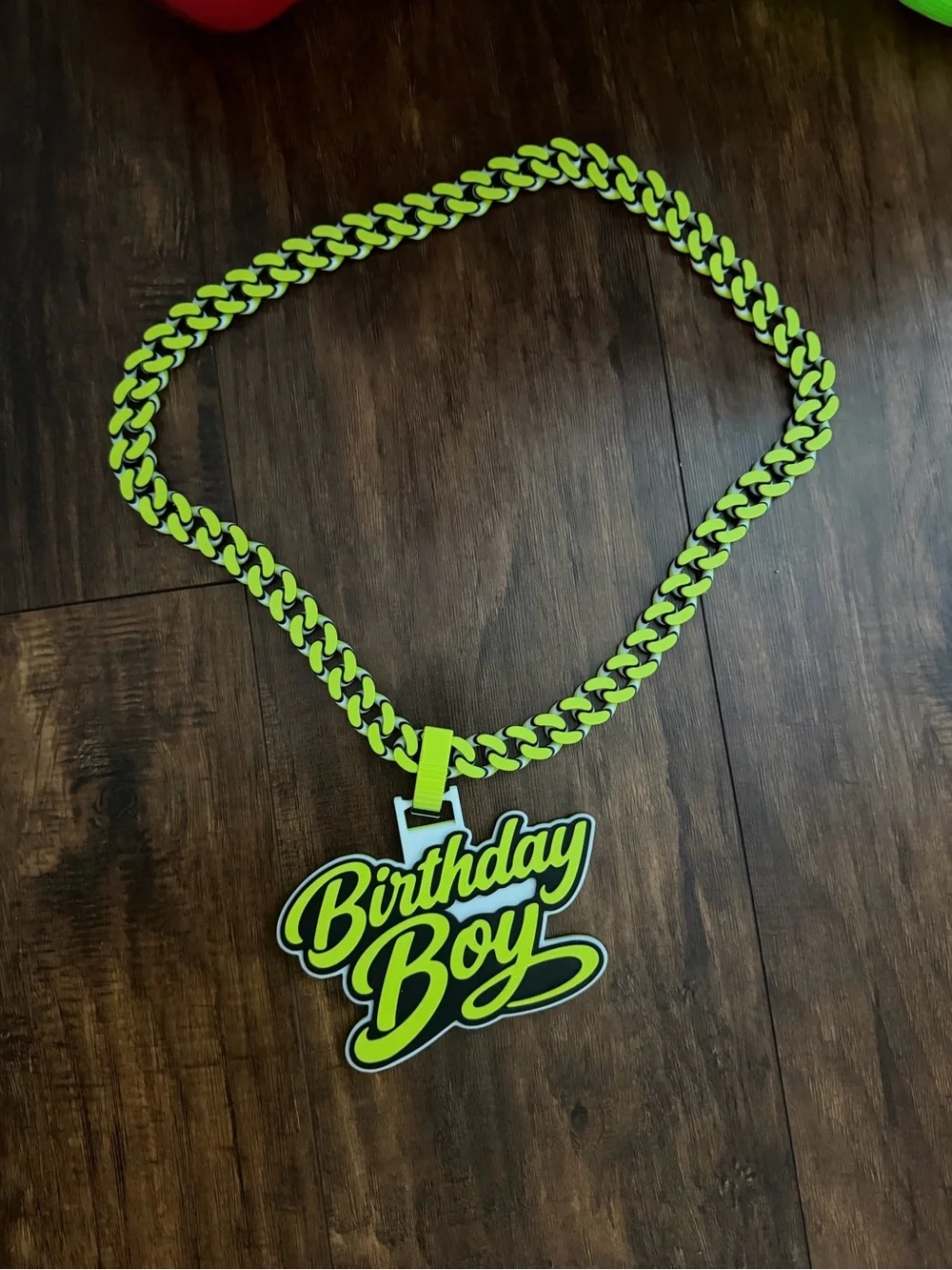 Birthday Boy Neon Green Kids Necklace hype chain